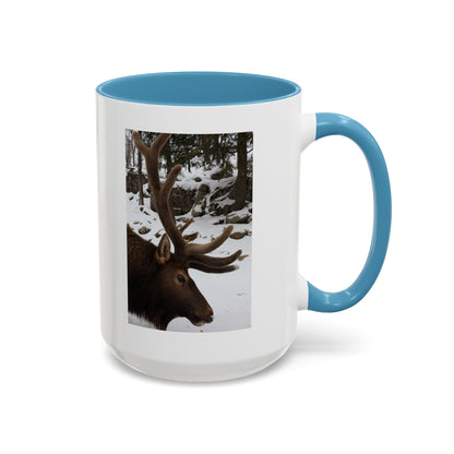 Elk in Snow Accent Coffee Mug — Nature Wildlife Photo Mug (11/15oz)