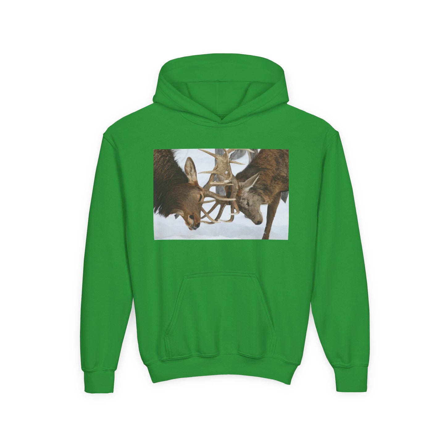 Fighting Deer Antlers Youth Hoodie | Wildlife Nature Illustration