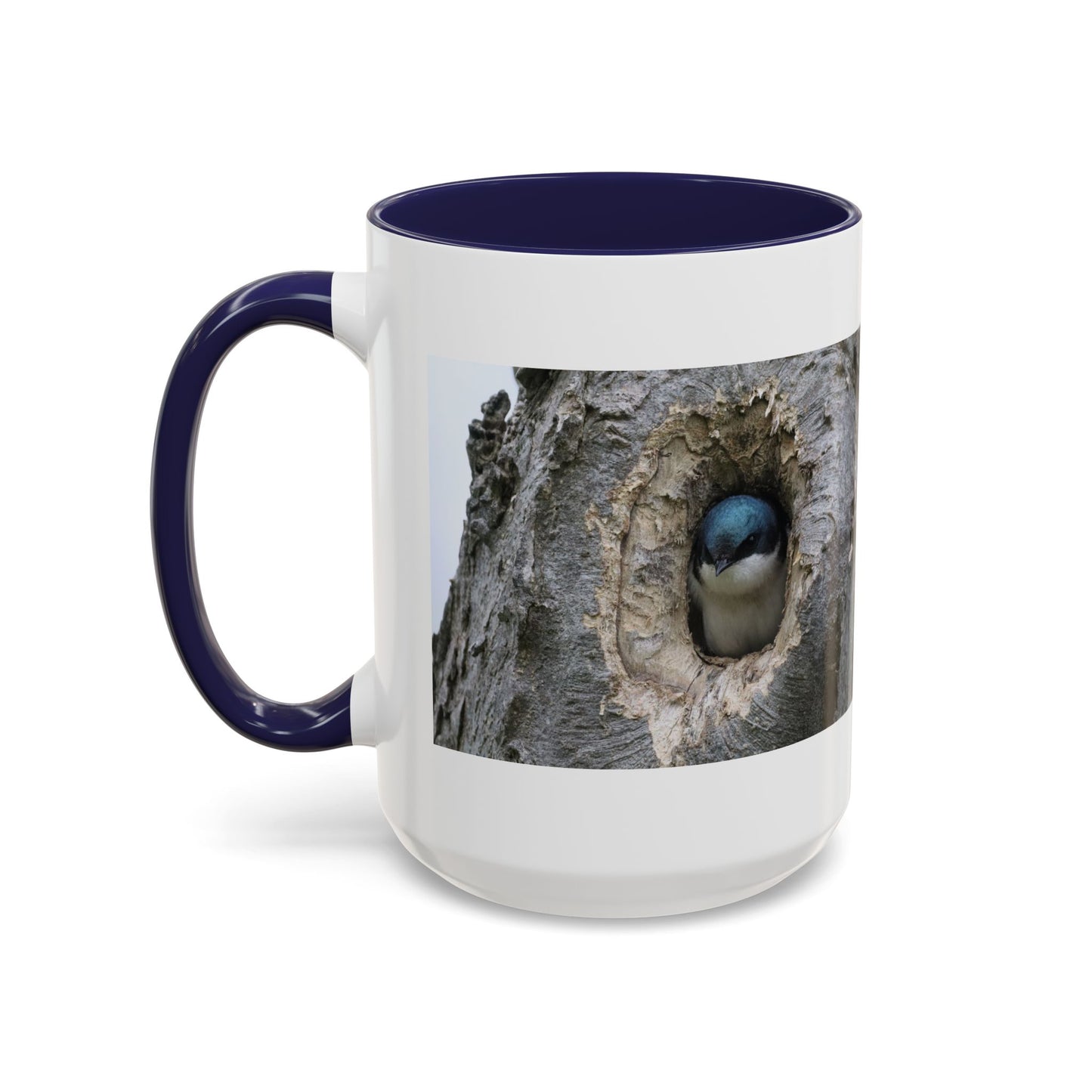 Bluebird in Tree Cavity Accent Coffee Mug — Nature Wildlife Ceramic Mug (11/15oz)