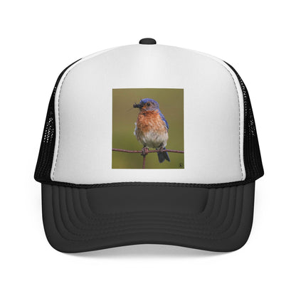 Eastern Bluebird Trucker Cap — Vintage Nature Hat for Birdwatchers