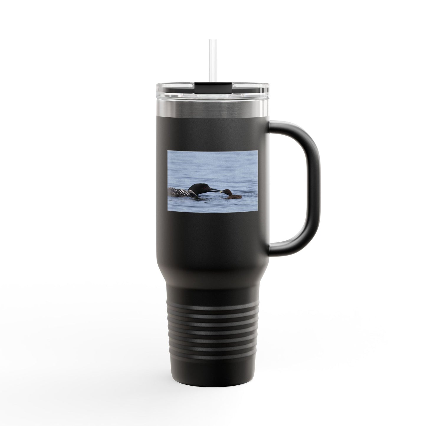 40oz Insulated Travel Mug with Sea Otter Photo – Large Stainless Tumbler for Commuting & Outdoor Adventures