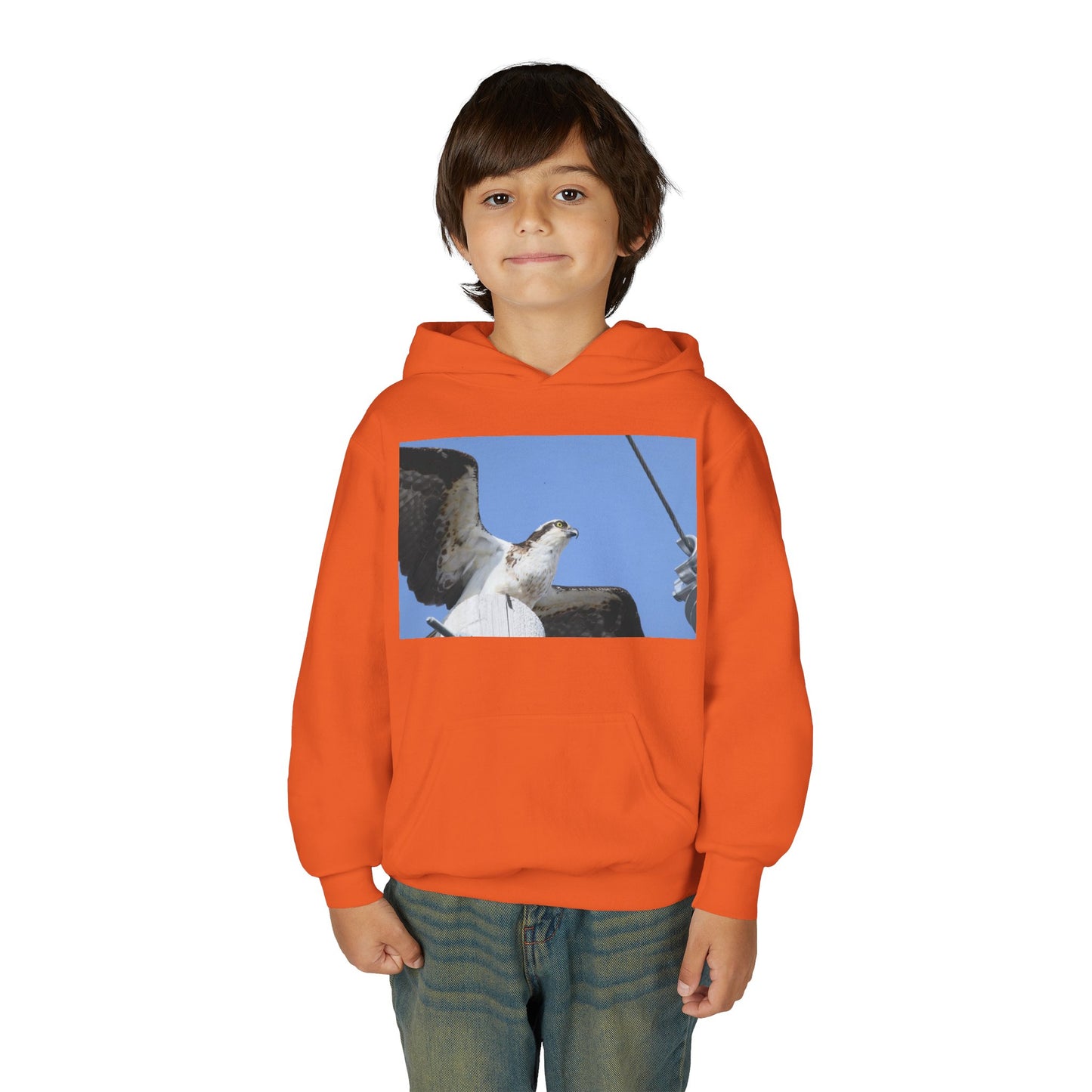 Youth Osprey Photo Hoodie — Kids Birdwatching Nature Pullover