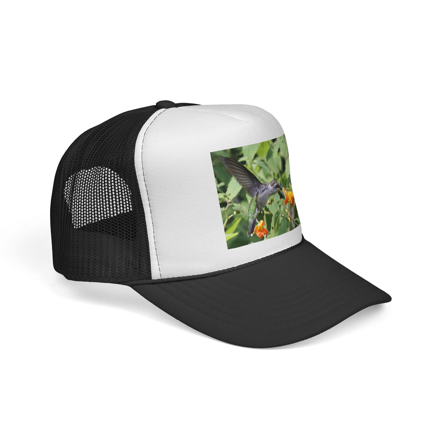 Hummingbird Photo Trucker Cap — Nature Wildlife Mesh Hat