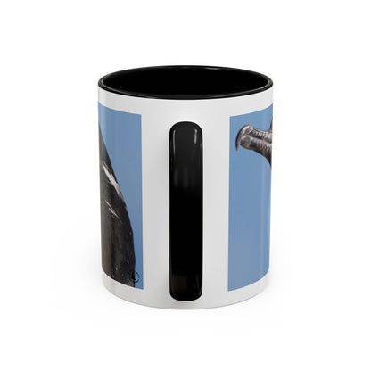 Cormorant Accent Coffee Mug — Blue Bird Portrait Ceramic Tea Cup (11/15oz)