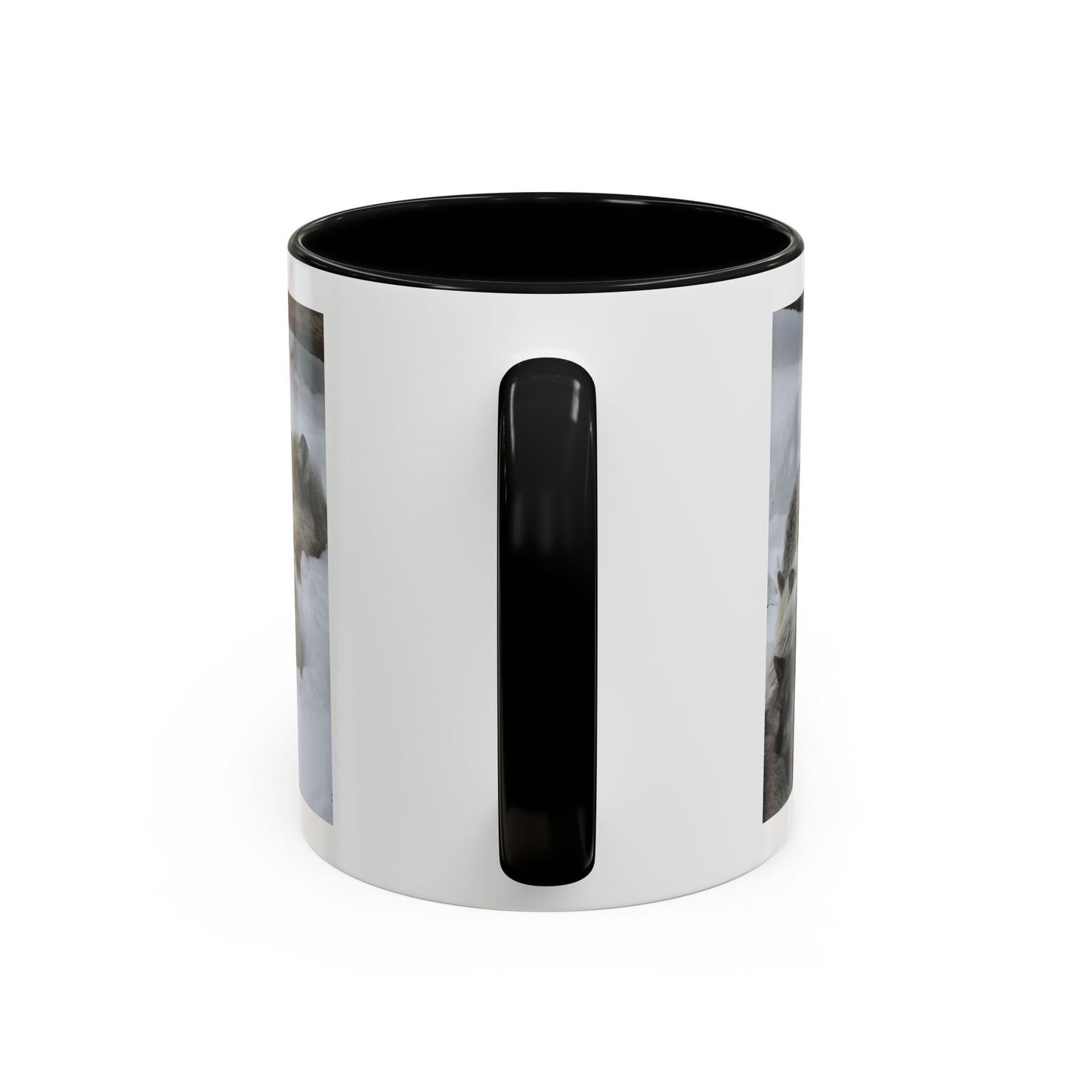 Wolf Pack Coffee Mug – Accent Black Handle 11/15oz, Winter Wildlife Photo