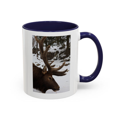 Elk in Snow Accent Coffee Mug — Nature Wildlife Photo Mug (11/15oz)