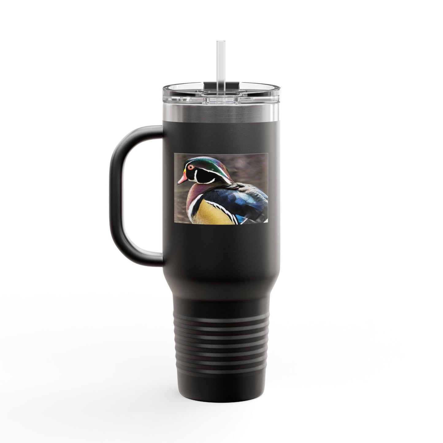 Wood Duck 40oz Insulated Travel Mug — Large Stainless Tumbler with Handle