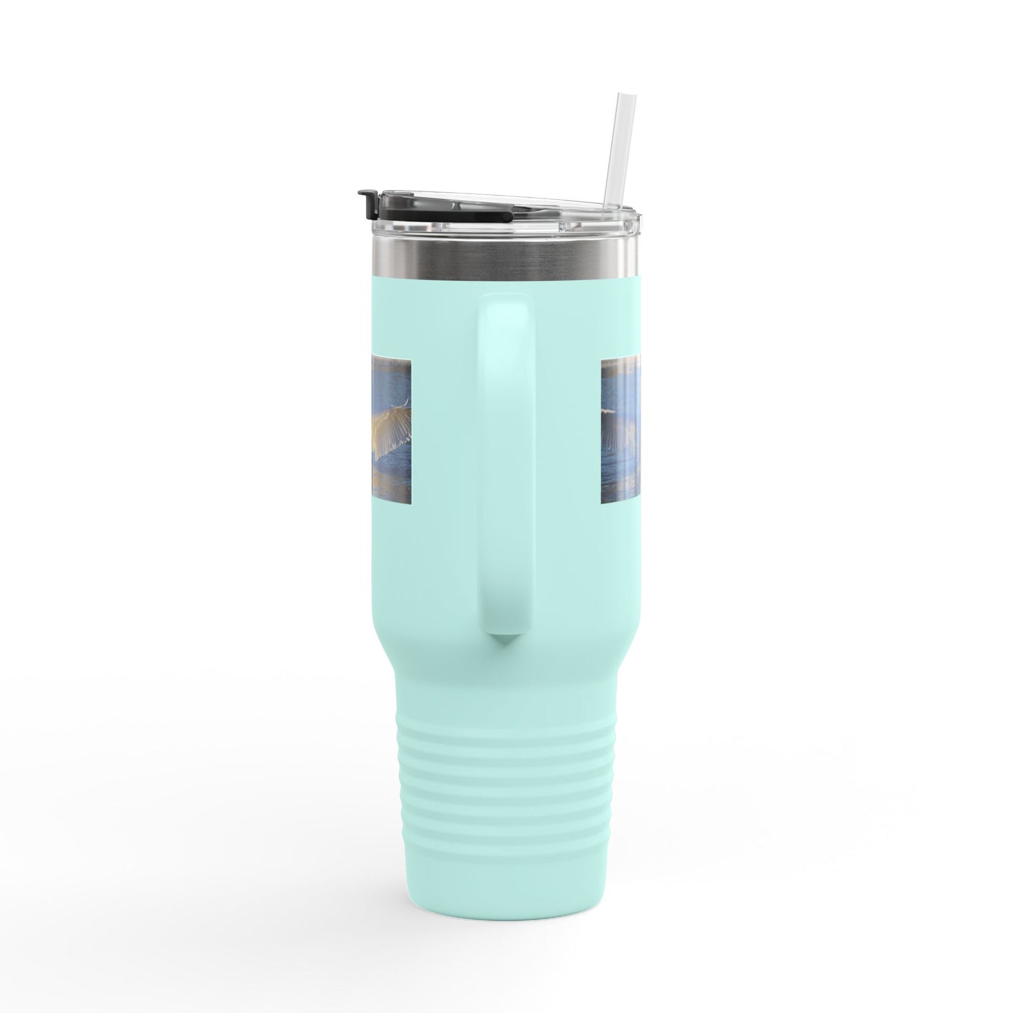40oz Insulated Travel Mug with Seagull Photo – Large Stainless Steel Tumbler for Beach, Outdoor & Commuting