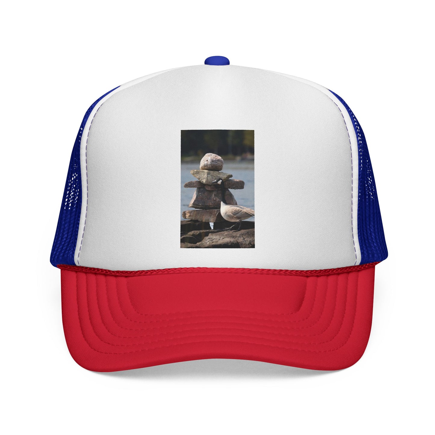 Seagull Stacked Rocks Trucker Cap — Coastal Beach Vibes Hat