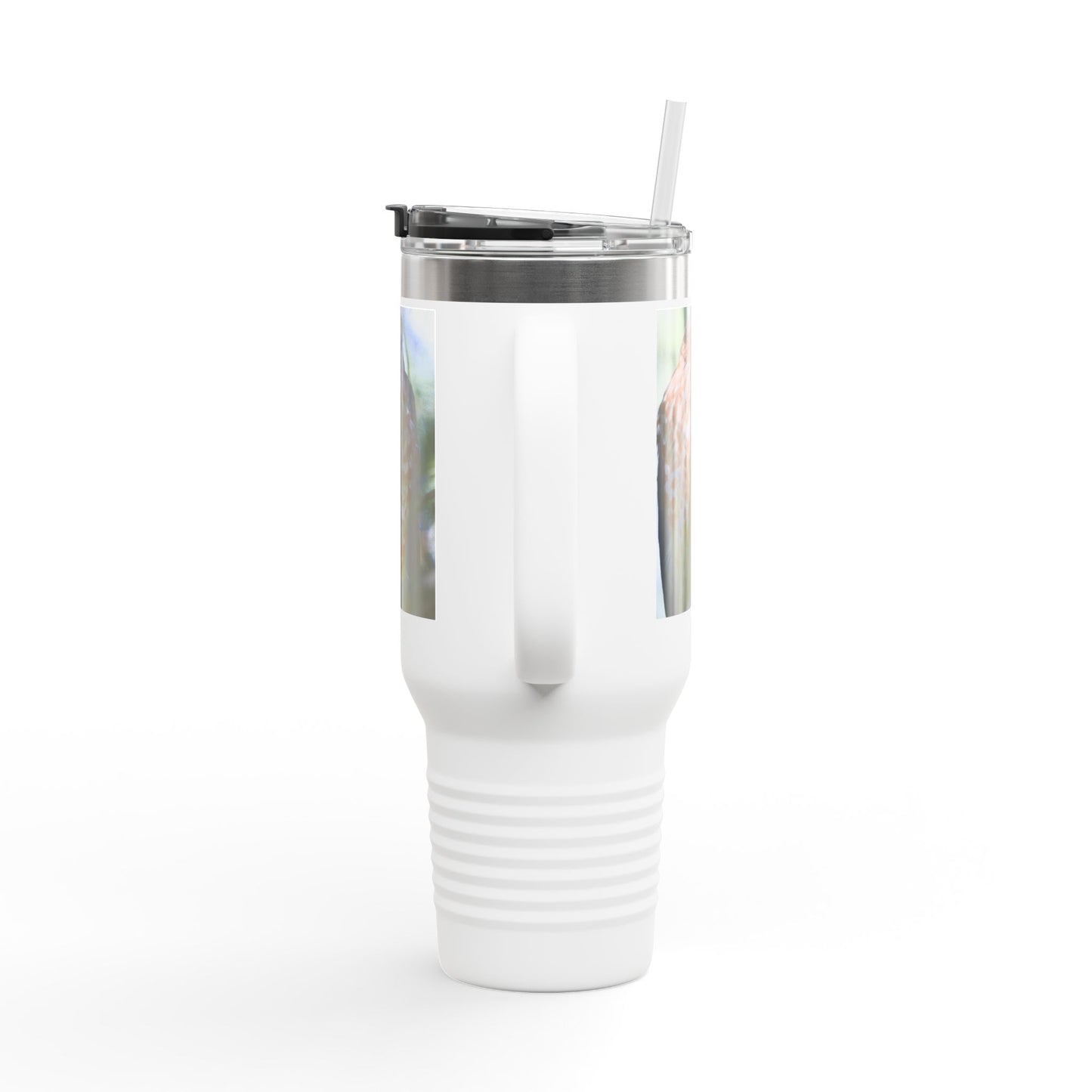 40oz Insulated Travel Mug — Photoreal Hawk Nature Tumbler