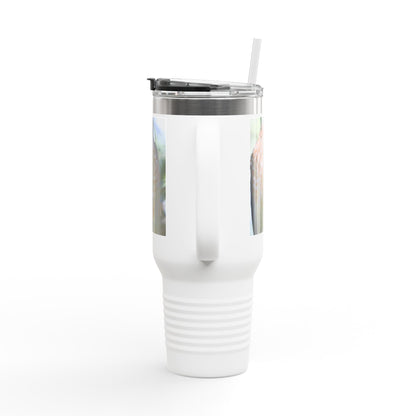 40oz Insulated Travel Mug — Photoreal Hawk Nature Tumbler