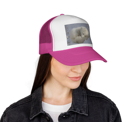 Arctic Fox Trucker Cap — Cute Sleeping Fox Photo Mesh Hat