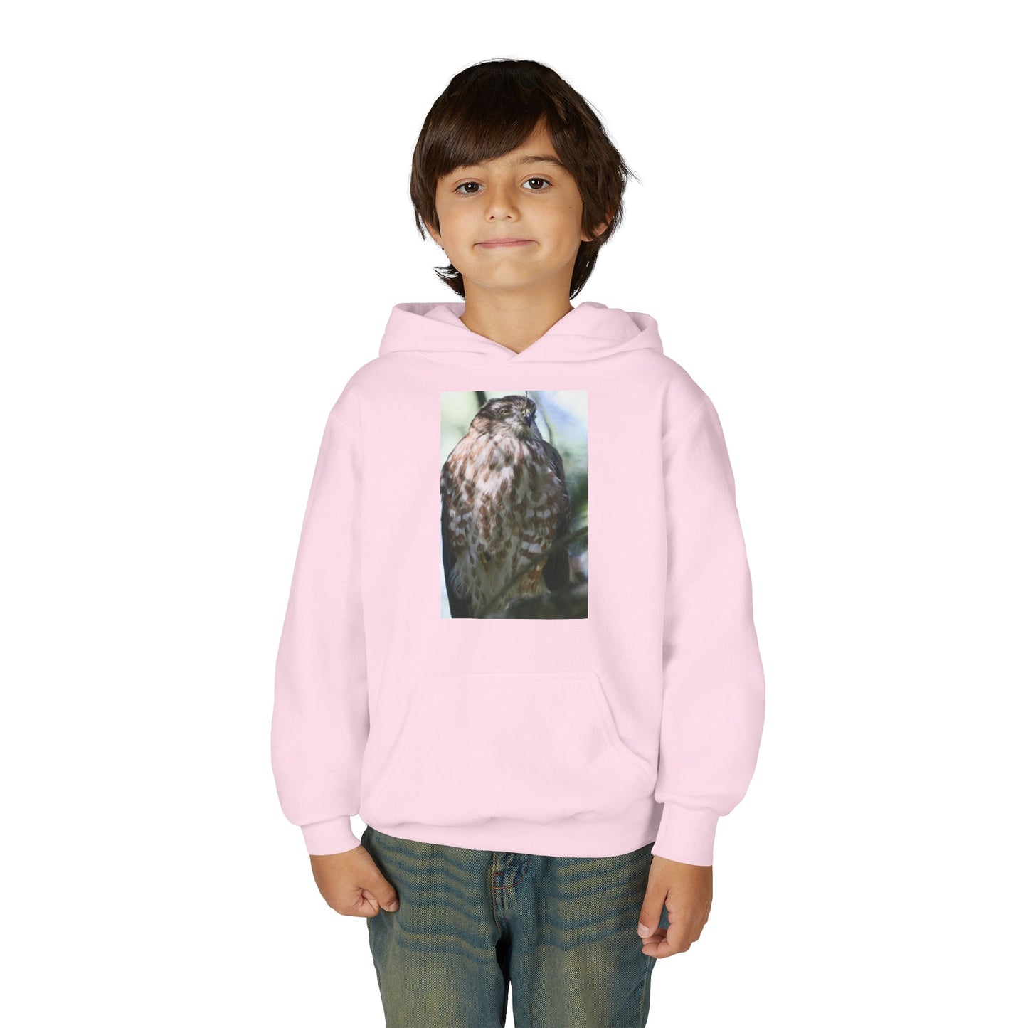 Youth Owl Hoodie – Photoreal Hawk Owl Print Kids' Hooded Sweatshirt