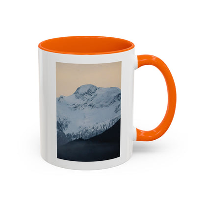 Mountain Sunrise Accent Coffee Mug — Scenic Snow Peak Photo (11/15oz)