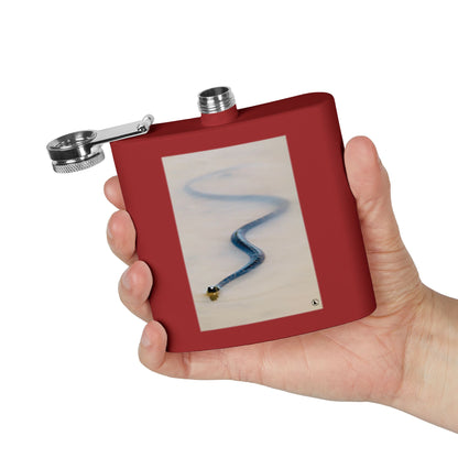 6oz Stainless Steel Flask with Serpentine Snow Trail Photo – Minimal Outdoor Gift