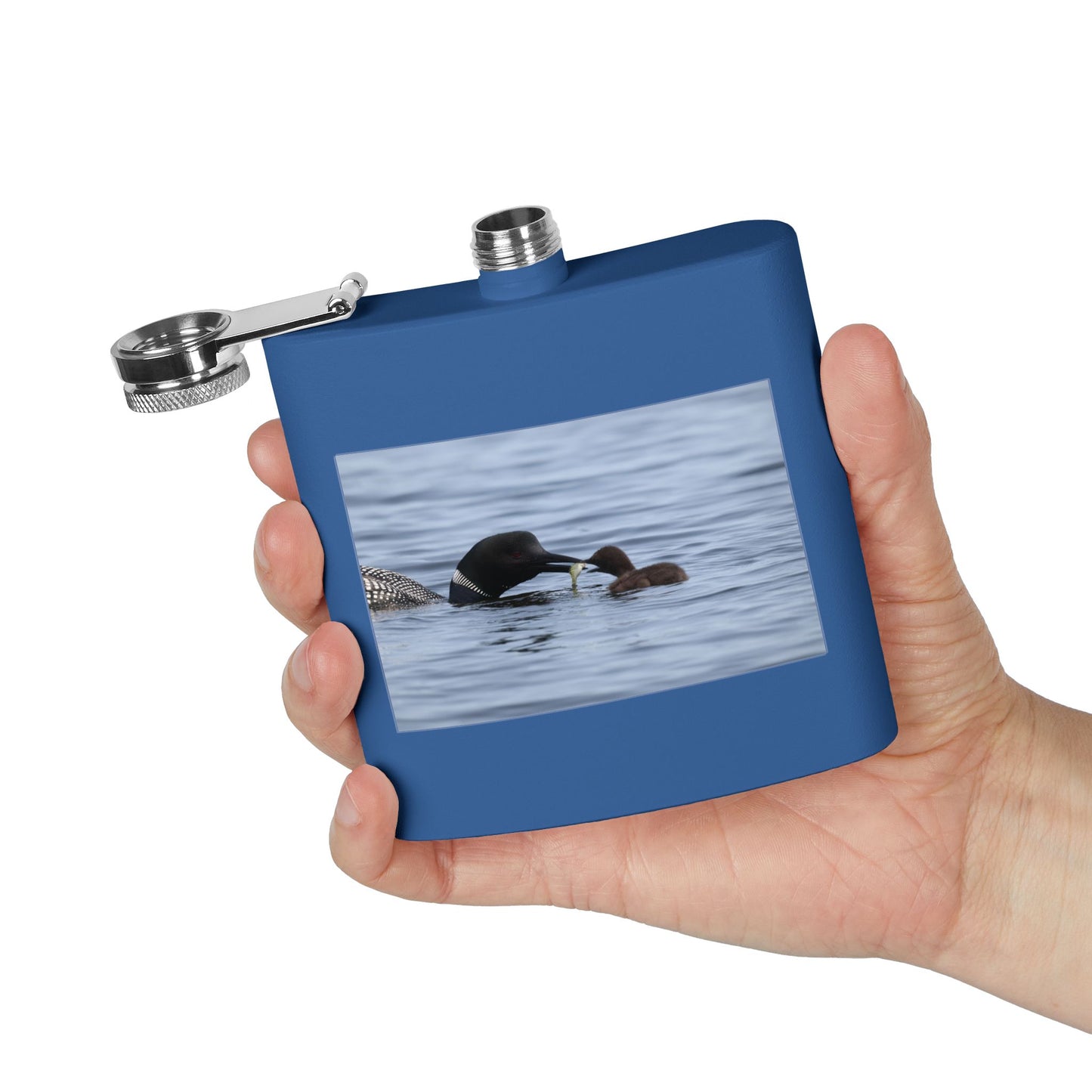 Loon Family 6oz Stainless Steel Flask — Nature Wildlife Gift