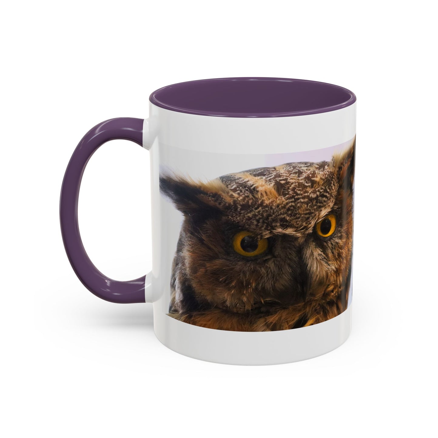 Owl Accent Coffee Mug – Realistic Great Horned Owl Photo (11/15 oz)