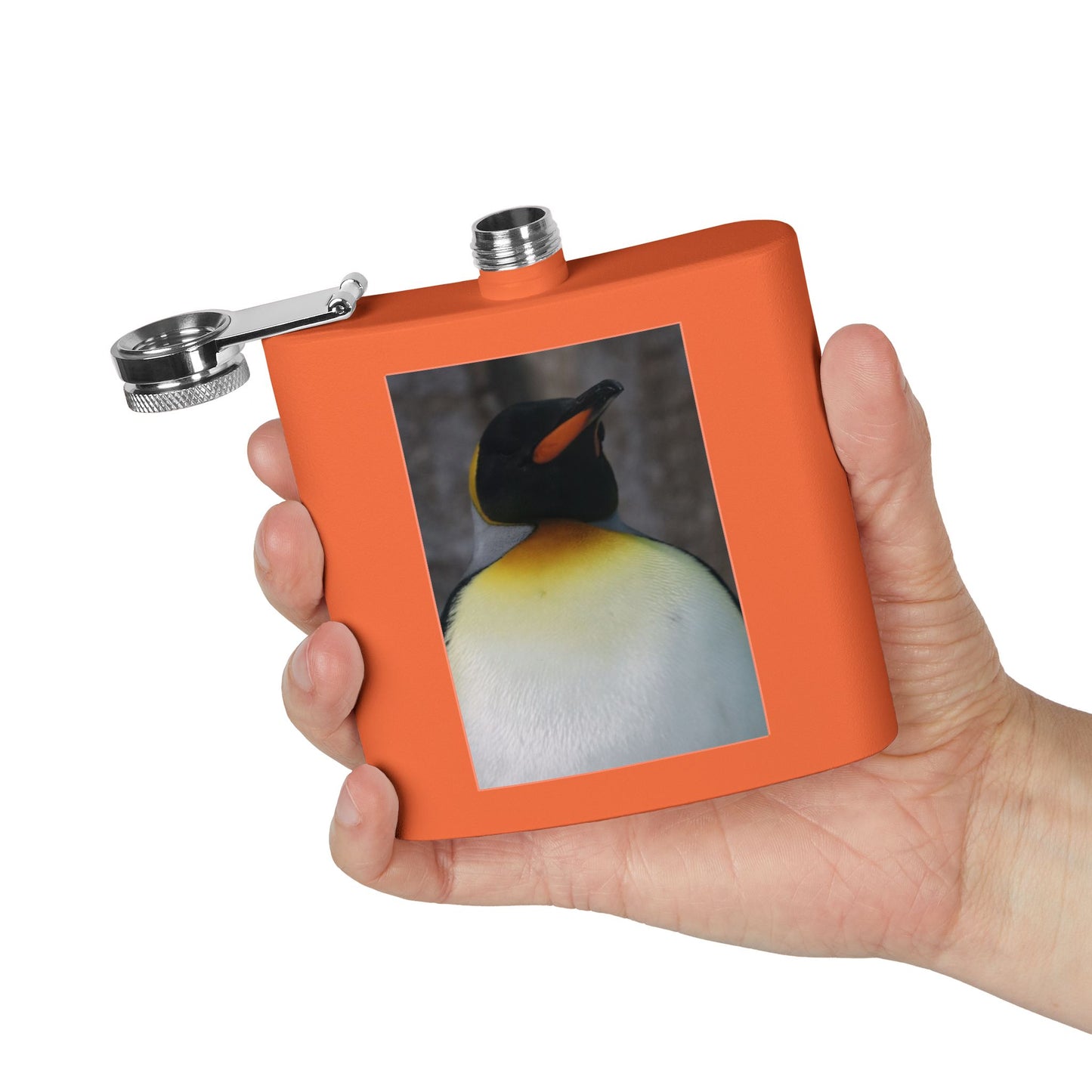 Penguin Portrait Flask — 6oz Stainless Steel Hip Flask