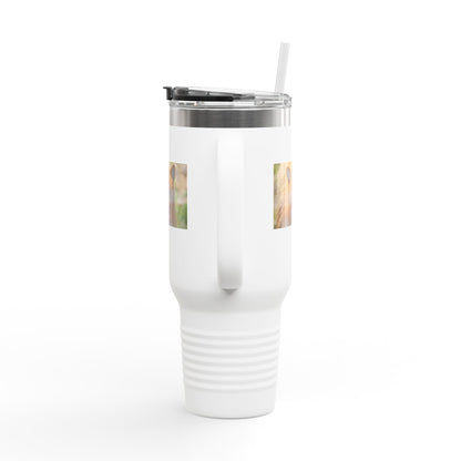 40oz Insulated Travel Mug — Photoreal Bear Photo, Stainless Steel Tumbler with Straw & Handle
