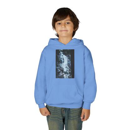 Youth Waterfall Hoodie — Scenic Nature Graphic Sweatshirt