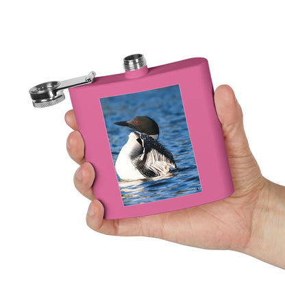 Loon Photo Stainless Steel Flask — 6oz Wildlife Waterfowl Hip Flask