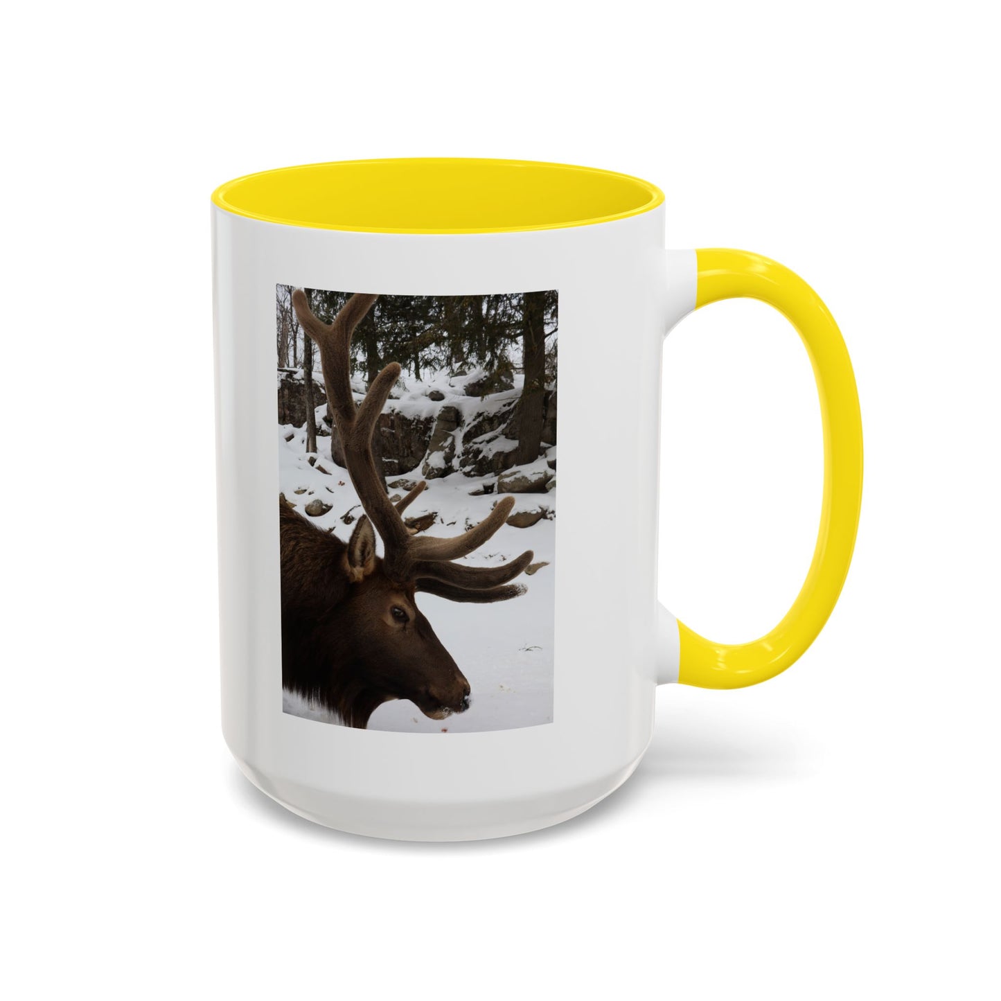 Elk in Snow Accent Coffee Mug — Nature Wildlife Photo Mug (11/15oz)