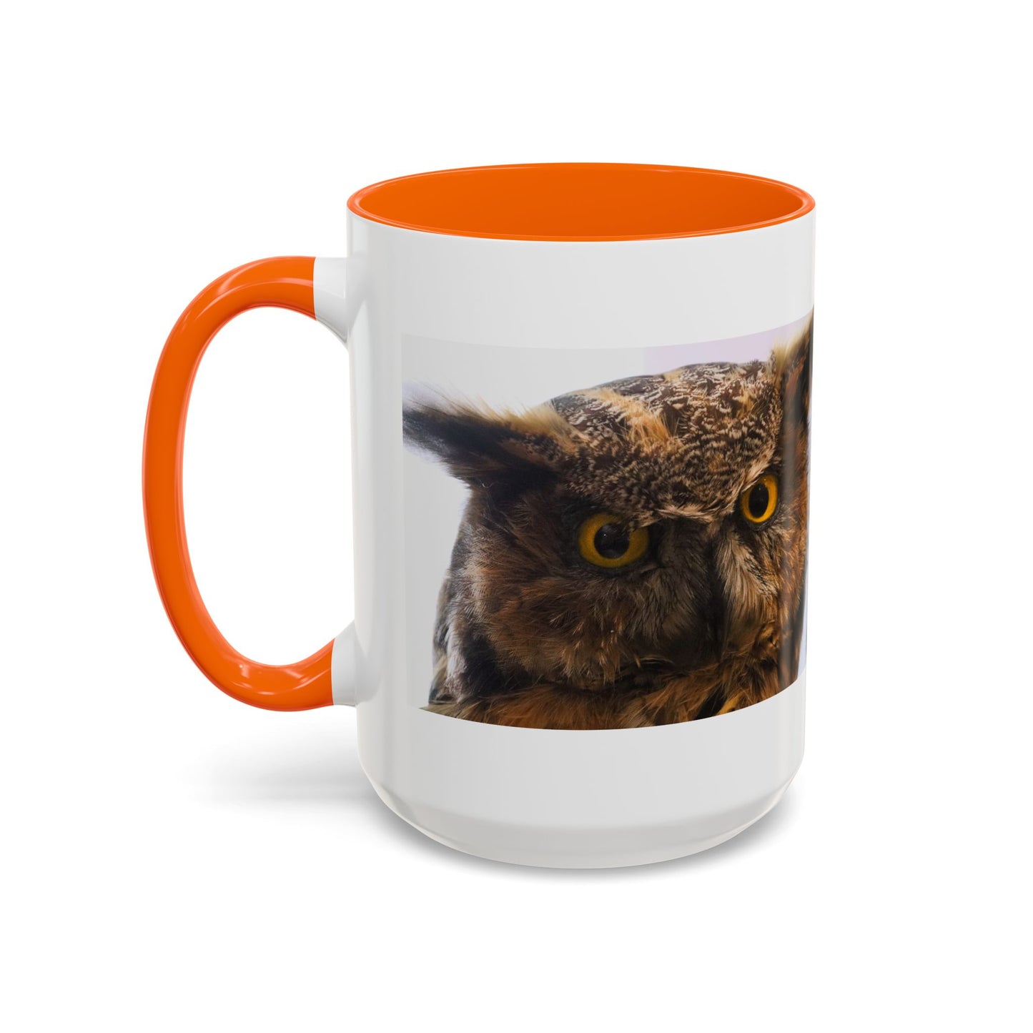 Owl Accent Coffee Mug – Realistic Great Horned Owl Photo (11/15 oz)