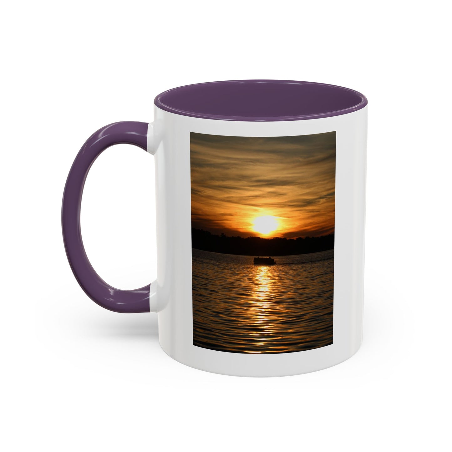 Sunset Lake Photo Accent Coffee Mug — Golden Sunset Reflection (11/15oz)