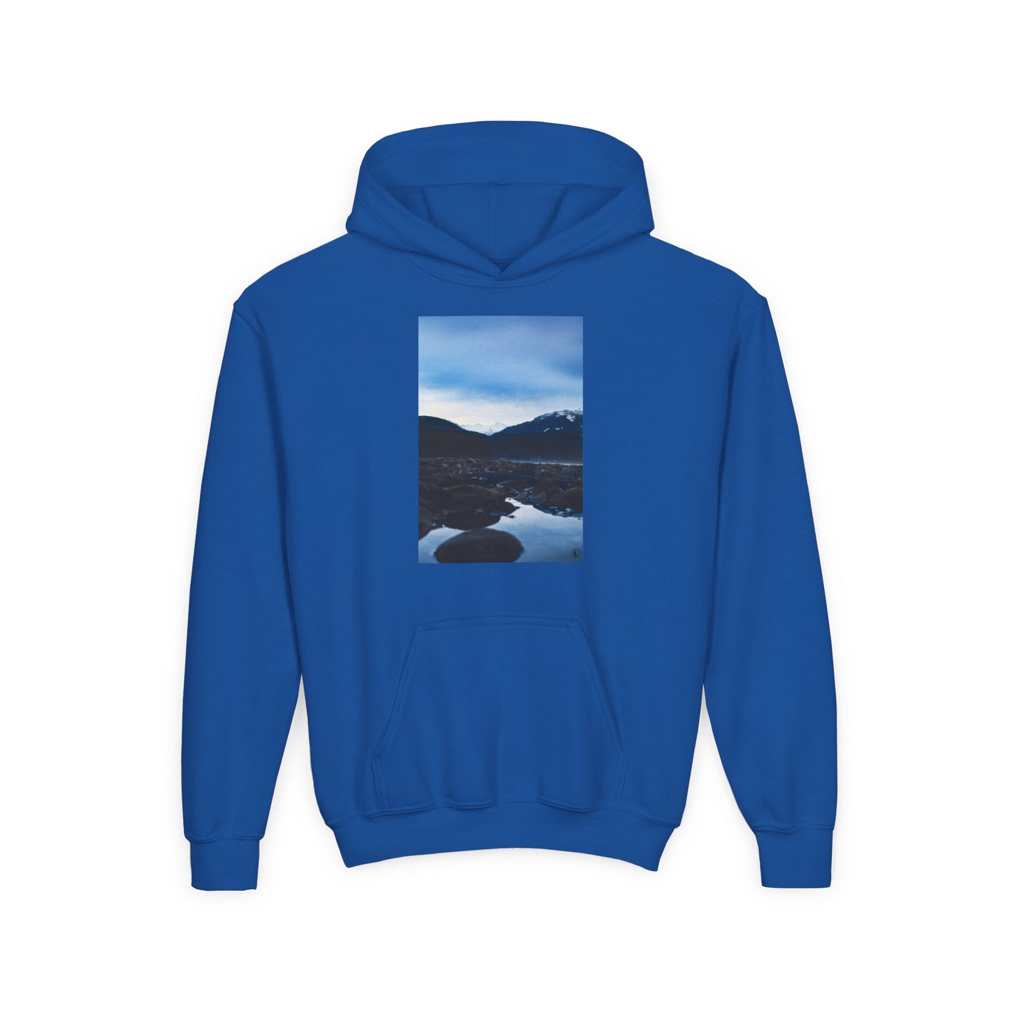 Youth Hoodie with Mountain Lake Photo Print — Nature Landscape Pullover