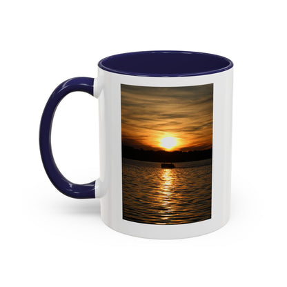 Sunset Lake Photo Accent Coffee Mug — Golden Sunset Reflection (11/15oz)