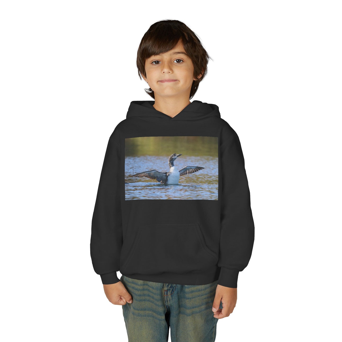 Youth Hoodie with Loon Photo – Nature Birdwatching Pullover