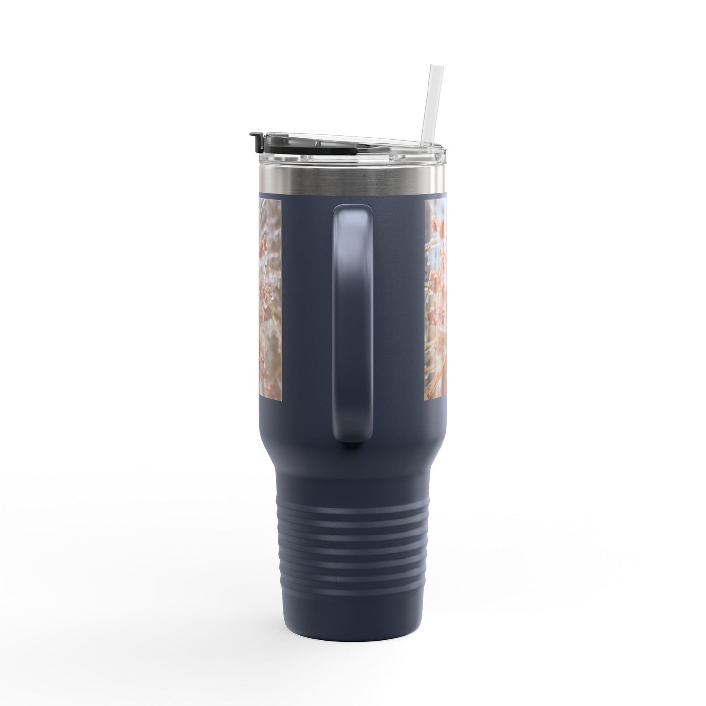 40oz Insulated Travel Mug with Frosted Branch Photo – Large Stainless Steel Tumbler