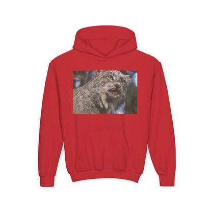 Youth Lynx Hoodie – Realistic Wildcat Photo Pullover for Kids