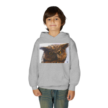 Youth Hoodie with Realistic Owl Art — Cute Kids Animal Pullover