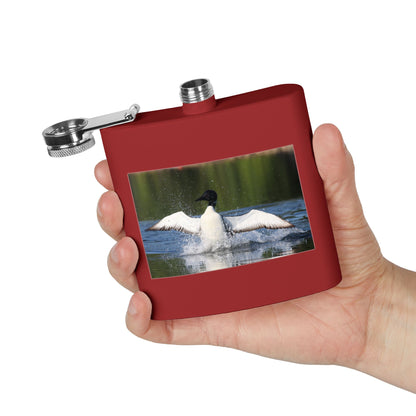 Duck Photography 6oz Stainless Steel Flask — Loon Splash Wildlife Hip Flask