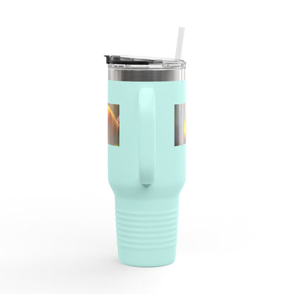 40oz Insulated Travel Mug with Cute Golden Pomeranian Photo