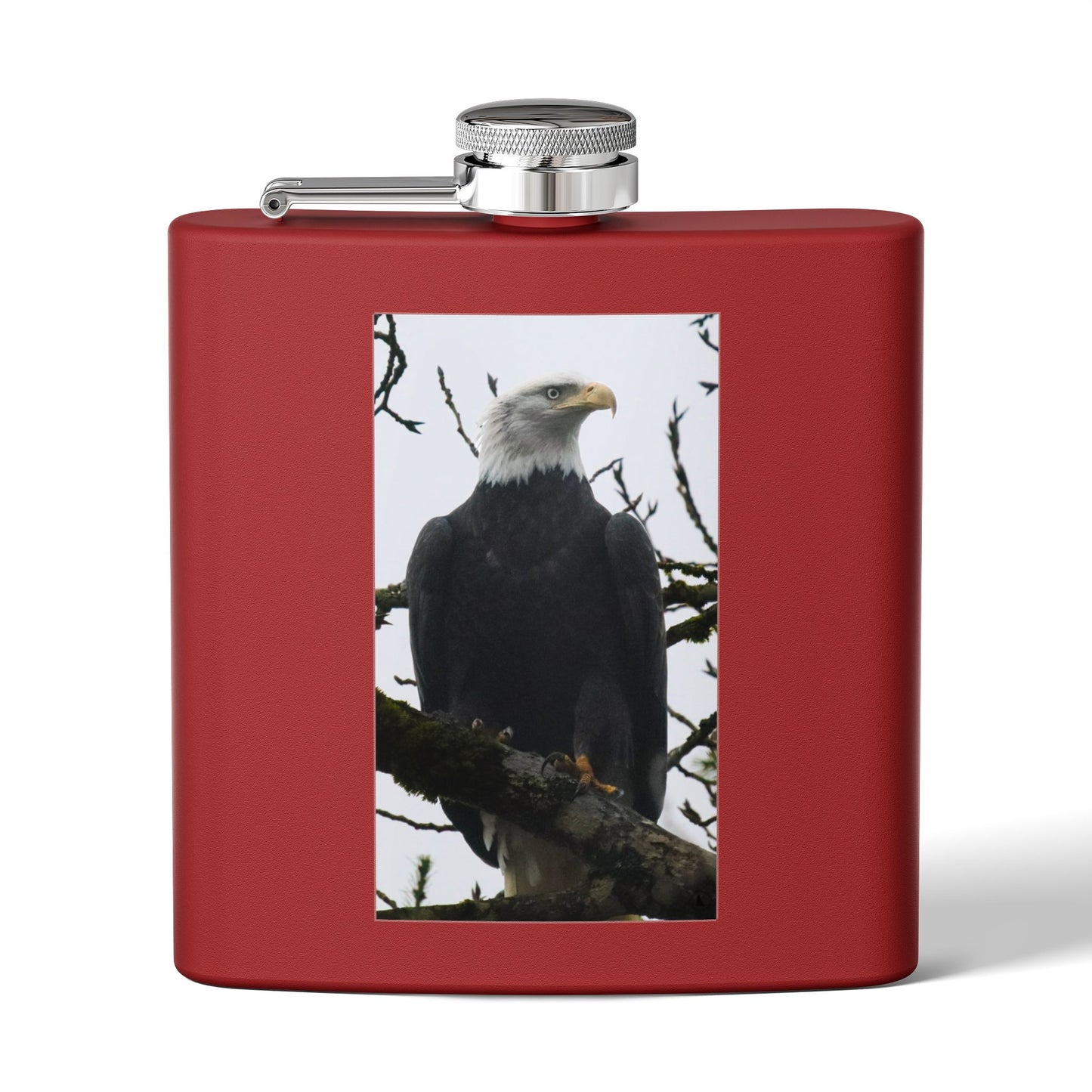 Eagle Photo Flask – 6oz Stainless Steel Hip Flask, Patriotic Wildlife Gift