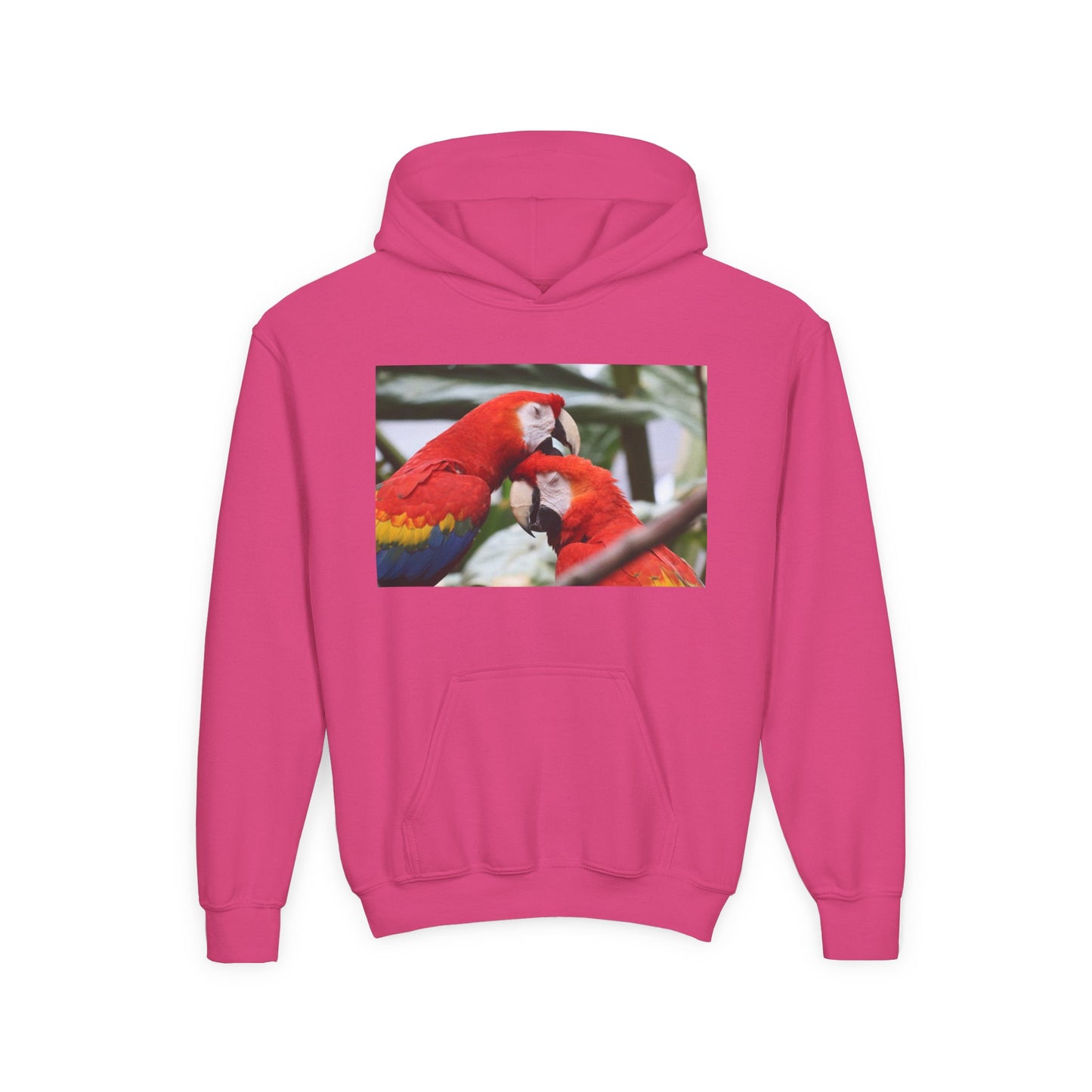 Youth Parrot Hoodie – Colorful Scarlet Macaw Kids Pullover