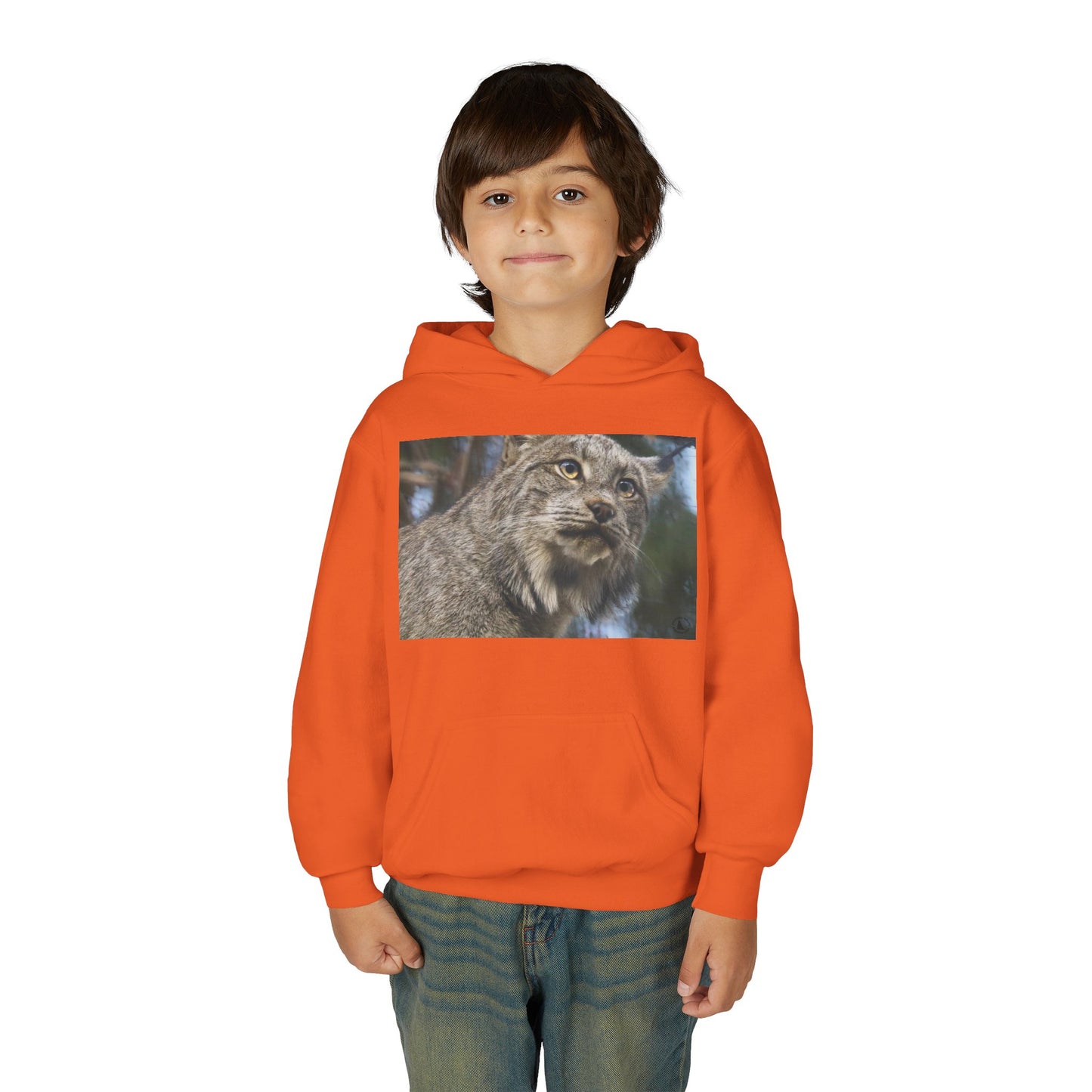 Youth Lynx Hoodie – Realistic Wildcat Photo Pullover for Kids