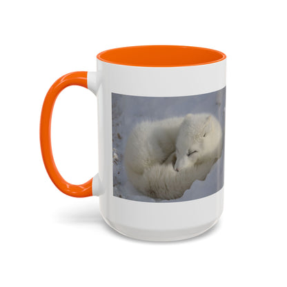 Arctic Fox Photo Accent Coffee Mug – Winter Wildlife Ceramic Mug (11/15oz)