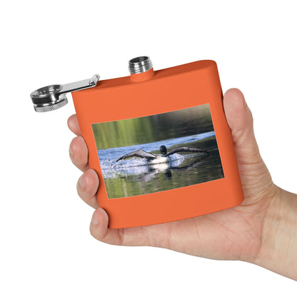6oz Stainless Steel Flask with Diving Loon Photo – Wildlife Gift for Outdoor Enthusiasts