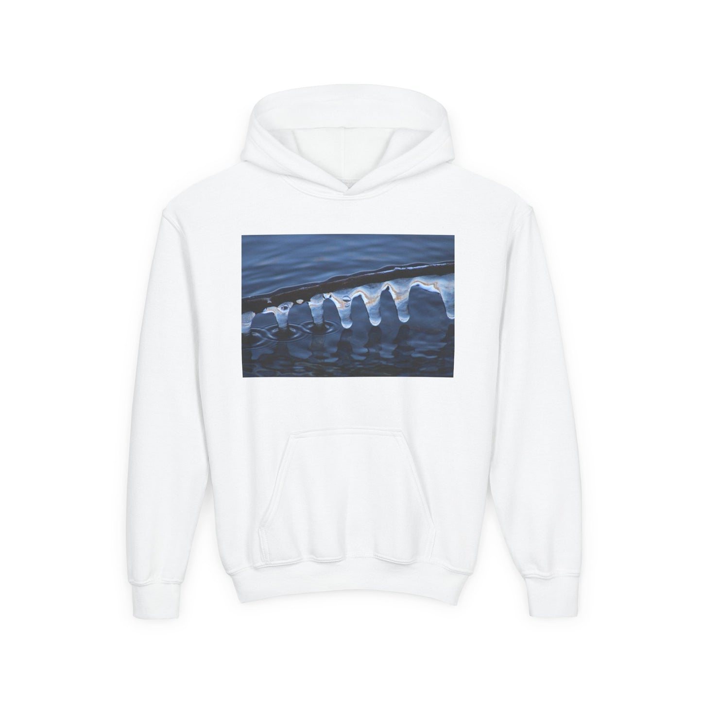 Ocean Wave Ice Photo Hoodie — Youth Nautical Winter Sweatshirt
