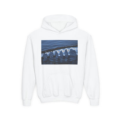 Ocean Wave Ice Photo Hoodie — Youth Nautical Winter Sweatshirt