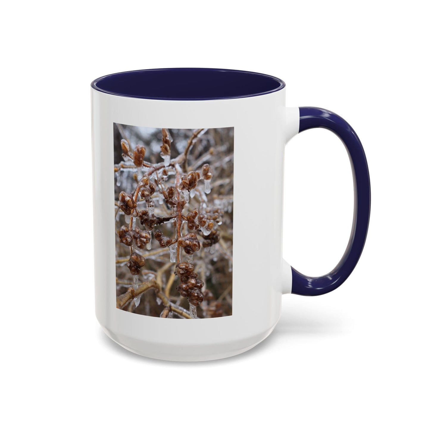 Ice-Coated Berries Accent Coffee Mug (11/15 oz) — Winter Nature Photo
