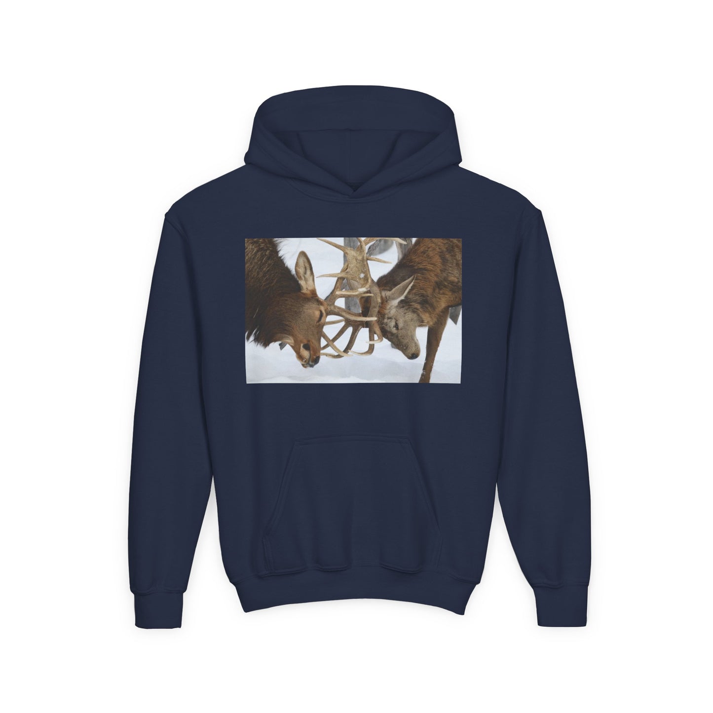 Fighting Deer Antlers Youth Hoodie | Wildlife Nature Illustration