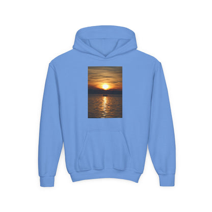 Youth Hoodie with Golden Sunset Photo - Beach Vibes Kids Pullover