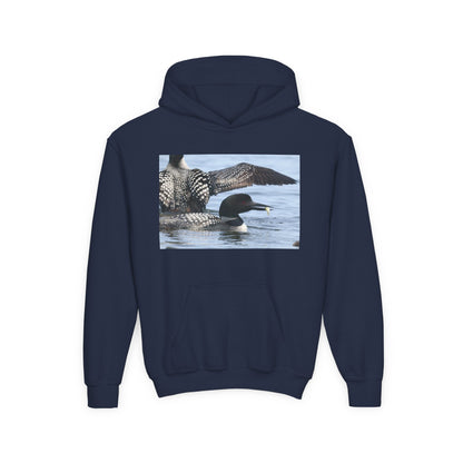 Loon Lake Youth Hoodie — Scenic Common Loon Wildlife Photo