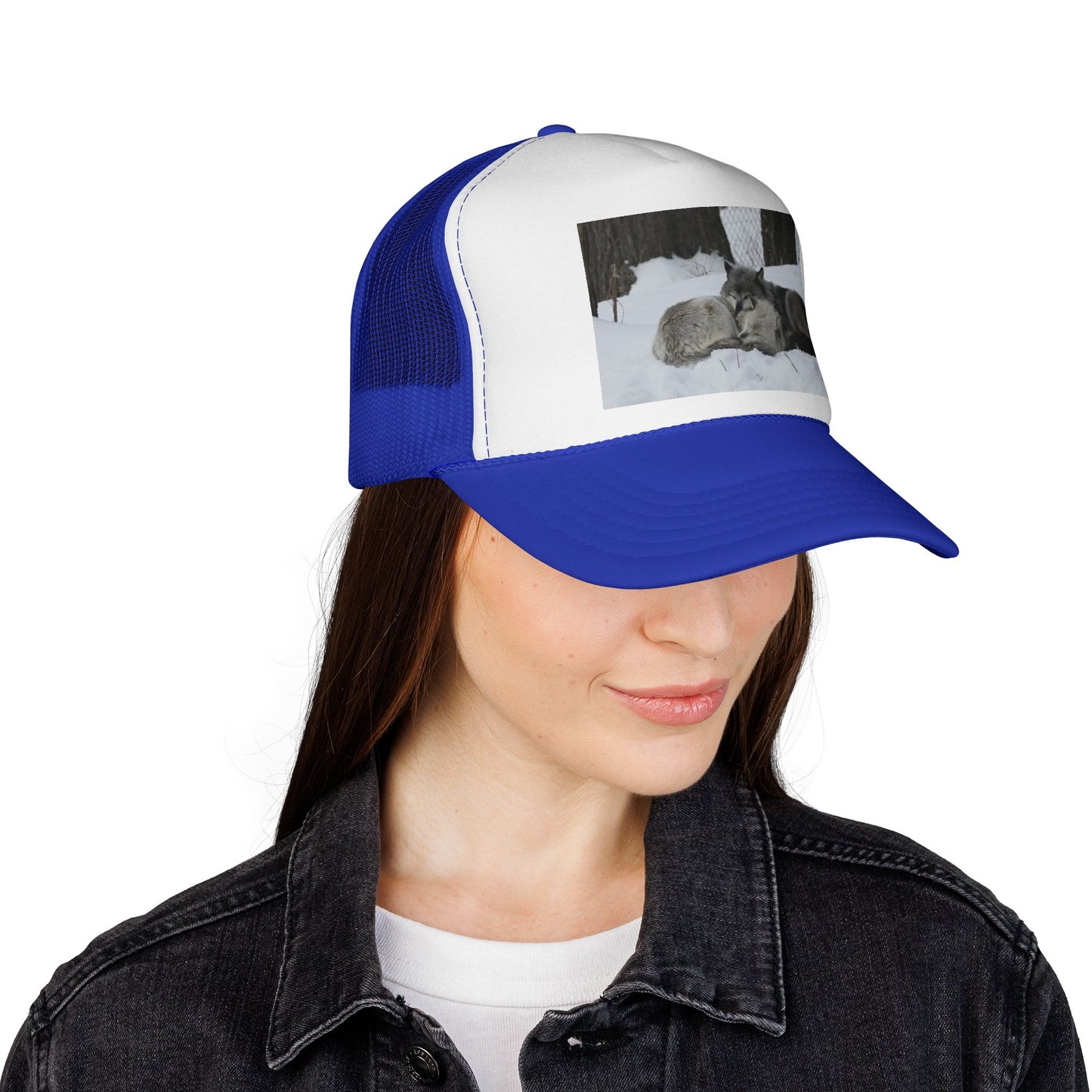 Wolf Pack Trucker Cap — Sleeping Wolves Winter Scene