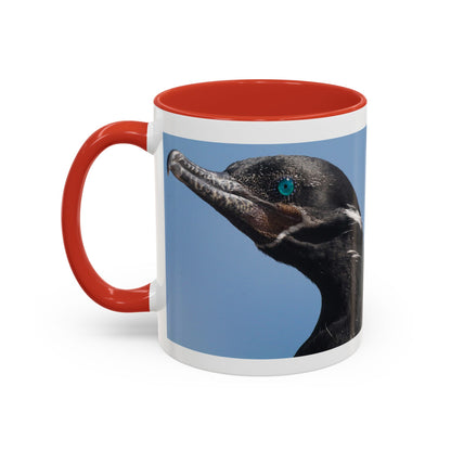 Cormorant Accent Coffee Mug — Blue Bird Portrait Ceramic Tea Cup (11/15oz)