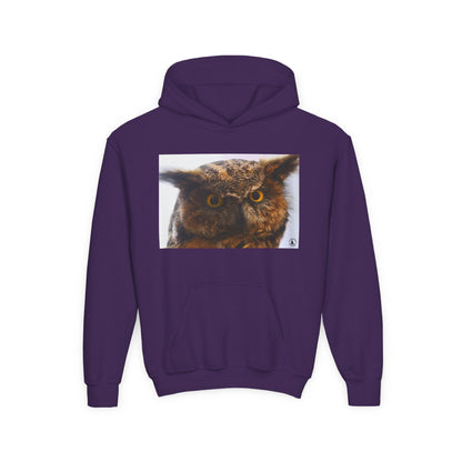 Youth Hoodie with Realistic Owl Art — Cute Kids Animal Pullover